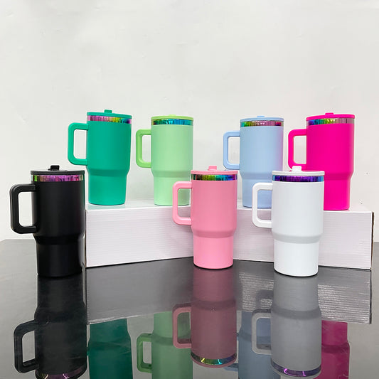 Rainbow plated kids 20oz tumblers with leak-proof lid and removable handle for laser engraving_miki