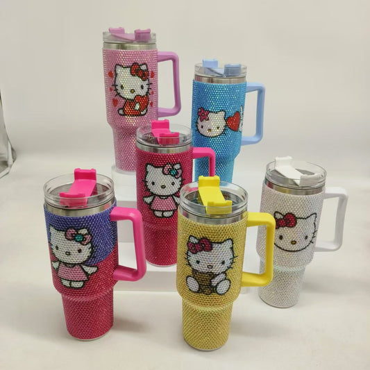 Colored Hello Kitty 40oz rhinestone bling tumbles_miki